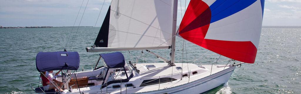 Sailboat on the lake on a sunny day