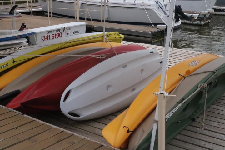 Kayaks for rent at Redbud Marina